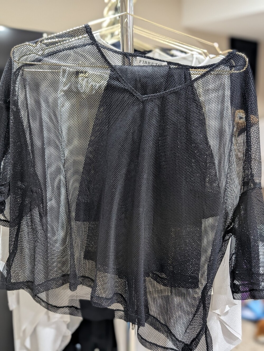 Fibreto Black Sheer Mesh Top